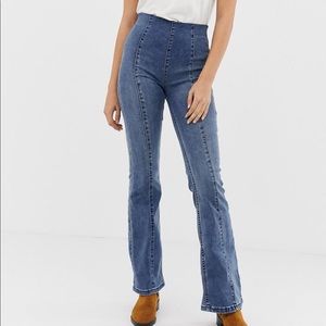 Free people slim pull on flare jeans